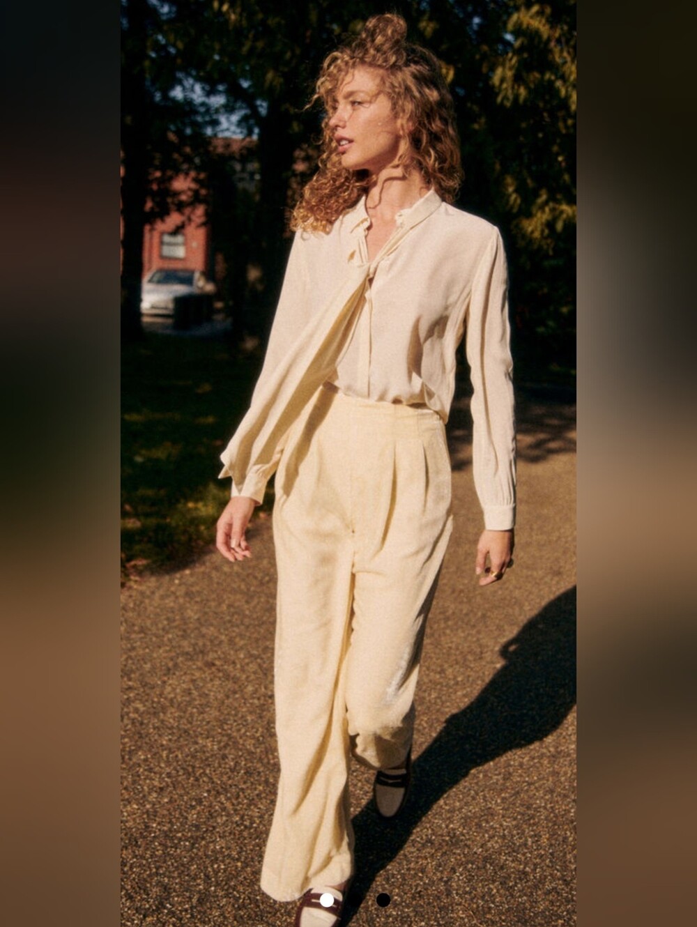 NWT Sezane 100% Silk Cream Ivory Blouse Top Removable Neck Tie Size 34 S XS - Picture 4 of 12